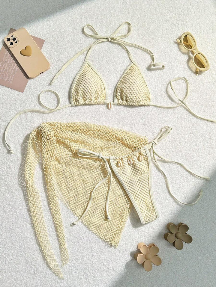 Dame Bikini-sæt med moderigtigt netdesign og elegante smykkedetaljer Stilla