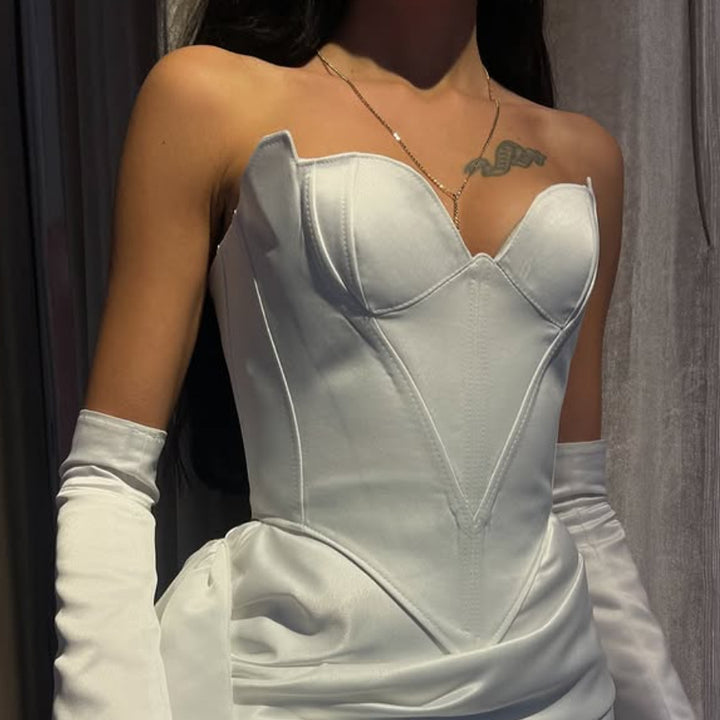 Dame Korsetkjole med elegant Bustier-design og lange ærmer Stilla