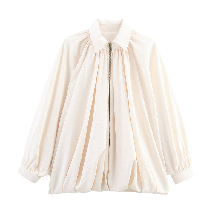 Femme Plisseret Oversized Bluse med elegant Krave Stilla