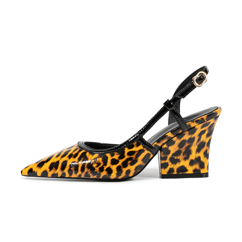 Damer Slingback Spidse Tå Hæle med Groft Leopardmønster Stilla