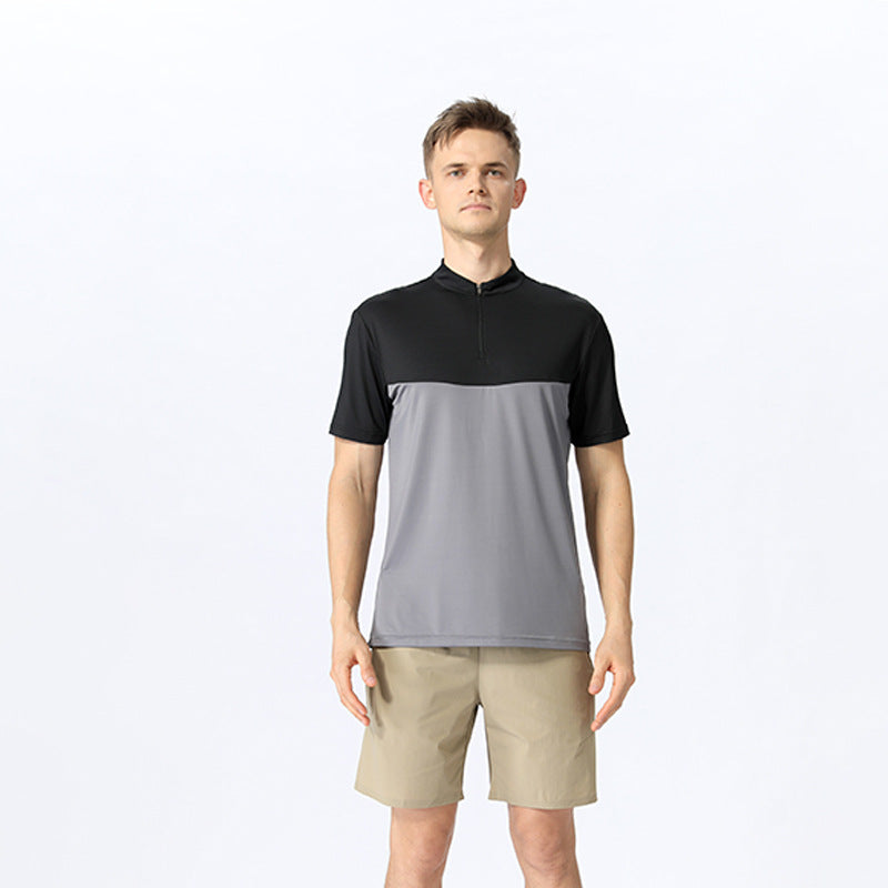 Herren funktions T-Shirt med kort lynlås og åndbart materialeteknologi Stilla