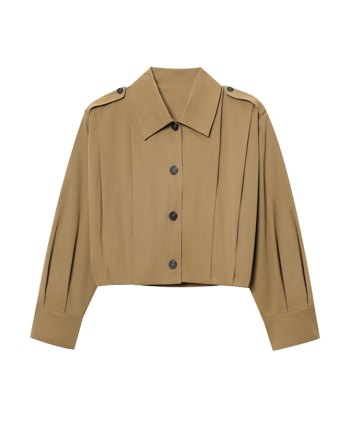 Femme Cropped Militærstil Knap-Jakke Stilla