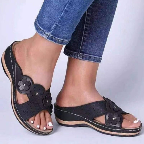 Dame Komfortable Sandaler med mode blomsterapplikationer Stilla