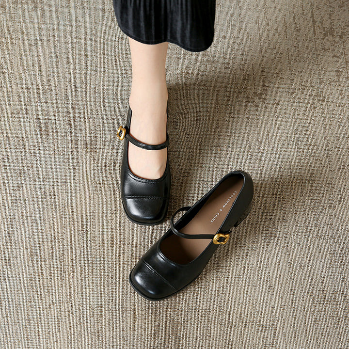 Dame elegante blokhæls Mary Jane pumps med dekorativ ankelrem Stilla