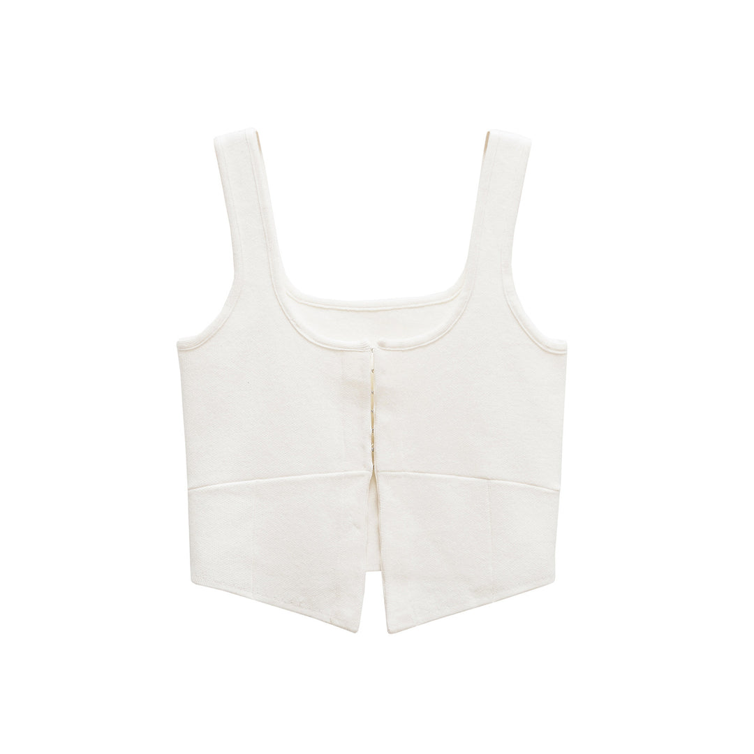 Femme Cropped Strik Tanktop med Udsnit-Detail Stilla