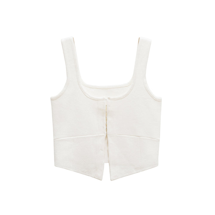 Femme Cropped Strik Tanktop med Udsnit-Detail Stilla
