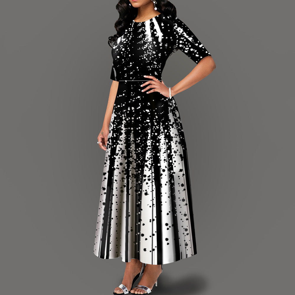 Dame Elegant A-linje Maxikjole med modernetryk Stilla