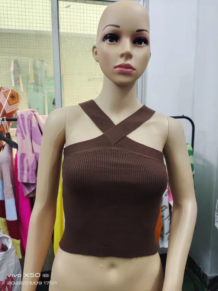 Dame Crop-Top med stilfuldt krydsbånddesign Skovae