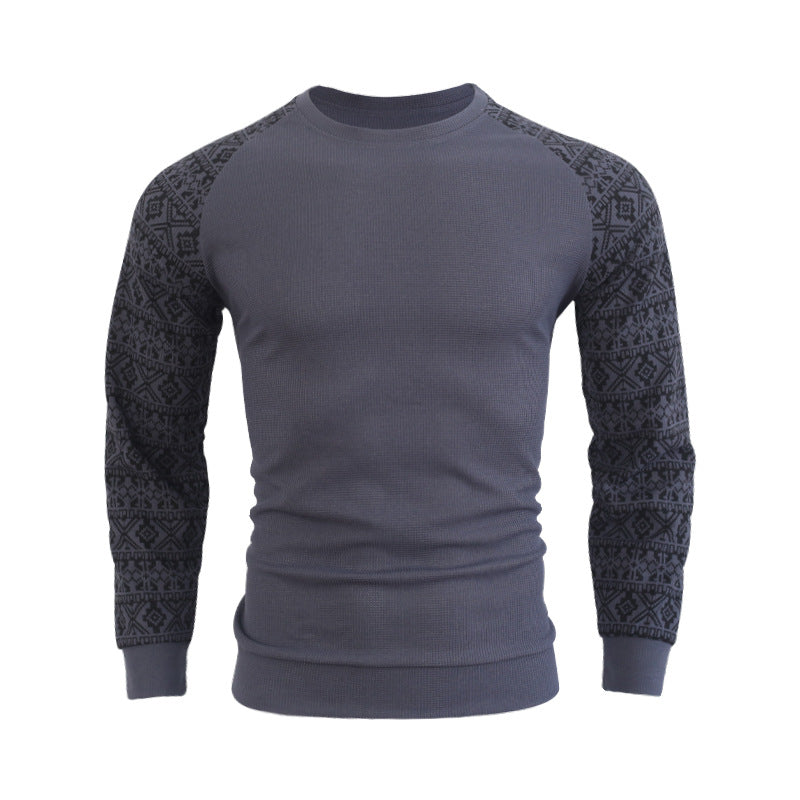 Herre mode langærmet pullover med grafisk mønster og rund halsudskæring Stilla
