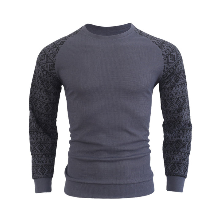 Herre mode langærmet pullover med grafisk mønster og rund halsudskæring Stilla