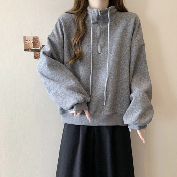 Femme Zip-Up Fleece Pullover Sweatshirt Stilla