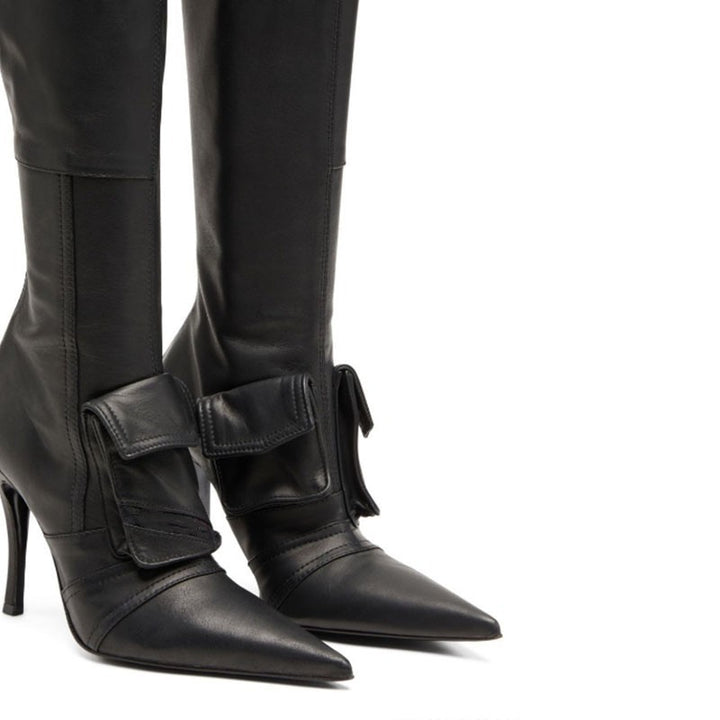 Femme High-Stiletto Denim Over-knæ Støvler med dekorativ lomme Stilla