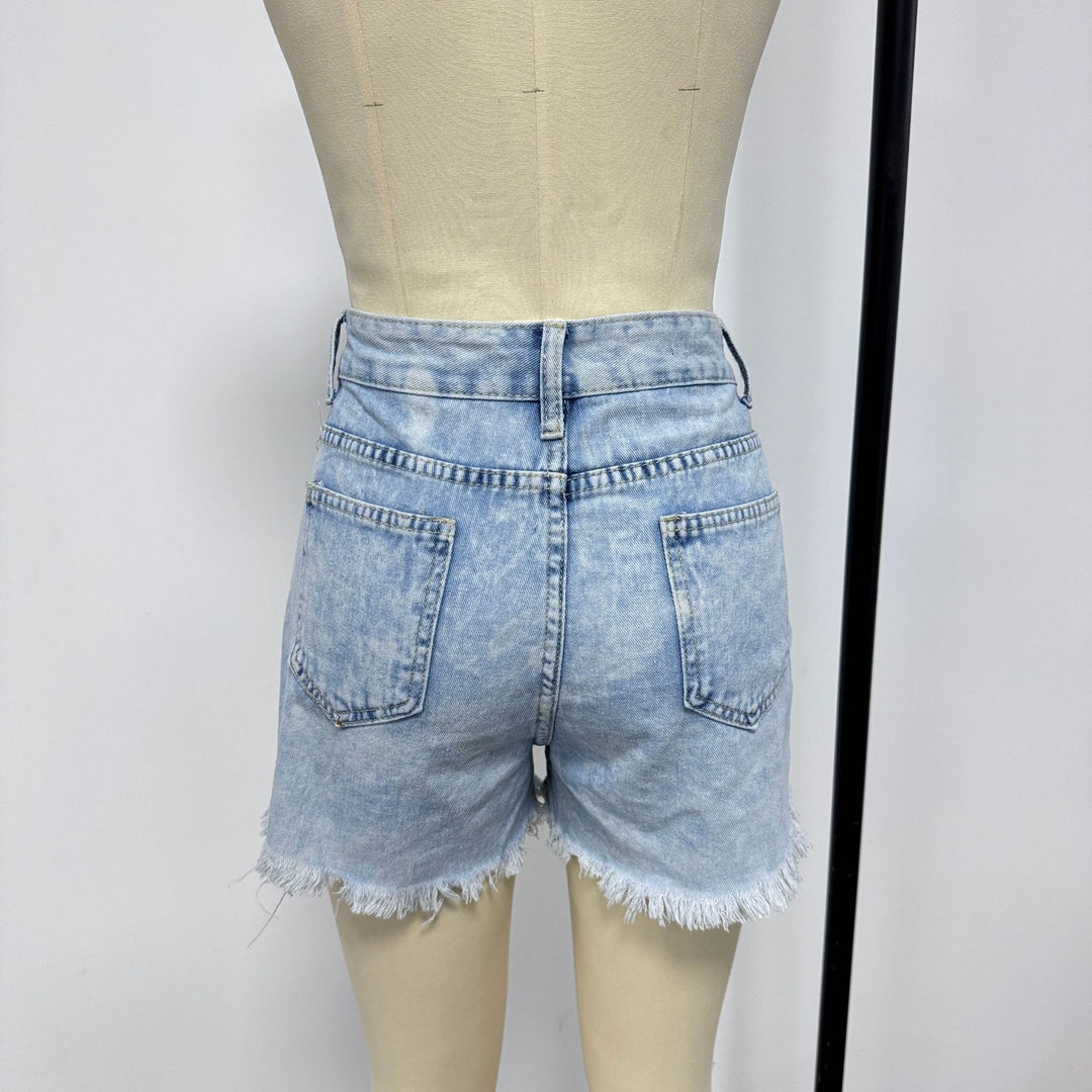 Dame Destroyed Denim Shorts i casual stil Skovae