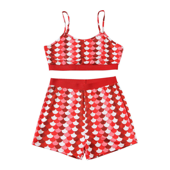 Dame attraktiv pyjamakombination i blødt materiale med hjerteprint Stilla