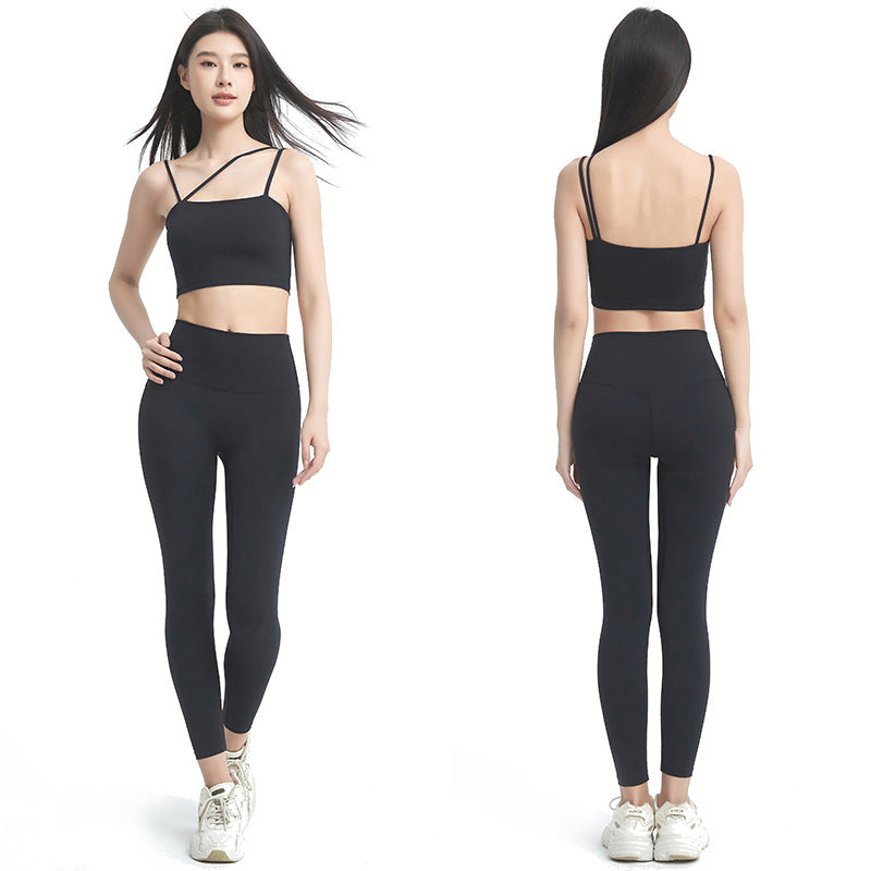 Dame Sporty Crop-Top og Leggings Sæt med praktiske lommer og elastisk talje Stilla