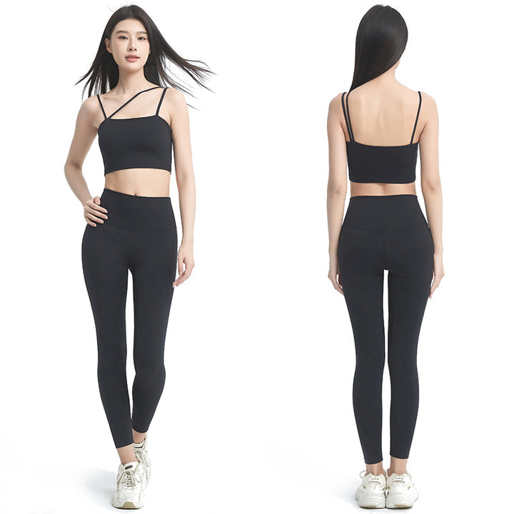 Dame Sporty Crop-Top og Leggings Sæt med praktiske lommer og elastisk talje Stilla