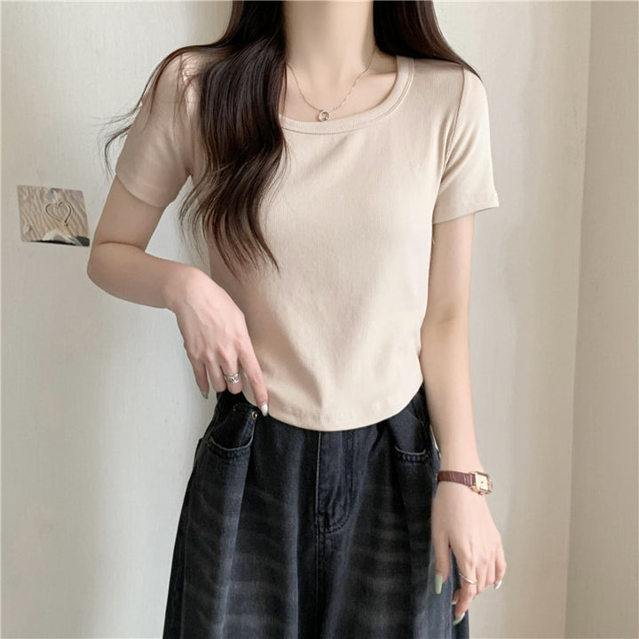 Femme Struktureret Korte ærmer-Crop-Top Stilla