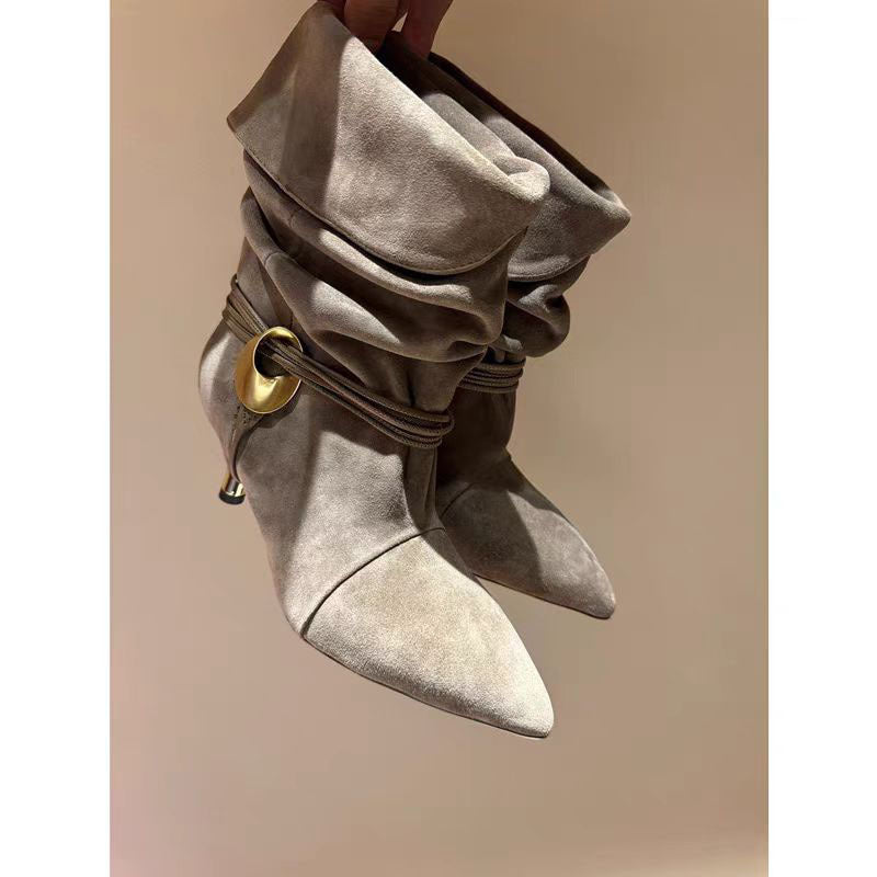 Femme Slouchy Spids-Toe Hæle-Støvler Stilla