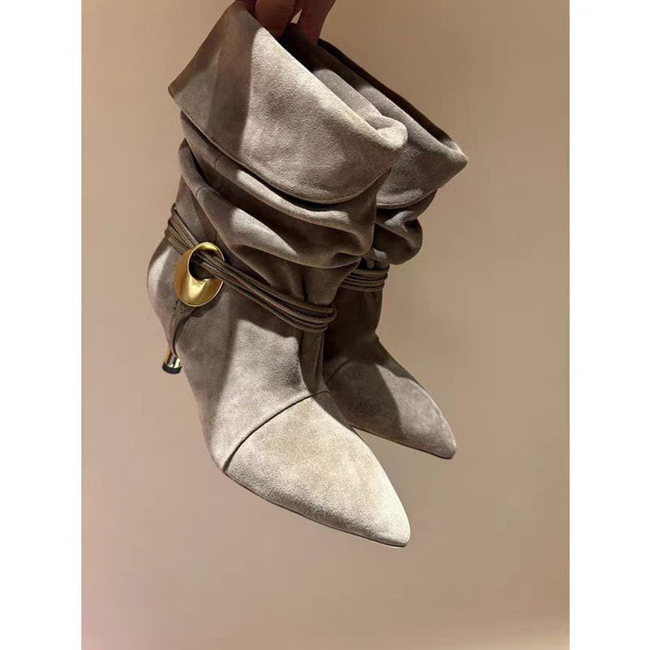 Femme Slouchy Spids-Toe Hæle-Støvler Stilla