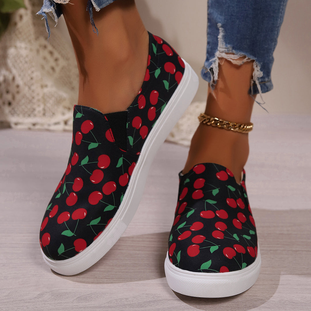 Dame Slip-On Sneakers med frugtigt design og elastiske indsatser Stilla