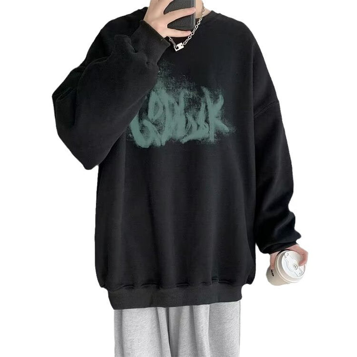 Herrer afslappet oversize sweatshirt med kreativ grafisk design Stilla