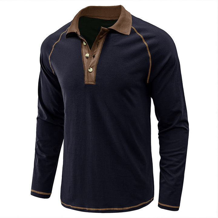 Herrer polo shirt med lange ærmer og moderne krave Stilla