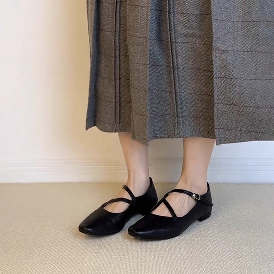 Dame Elegant Riemchen Mary Jane Ballerinas med justerbart ankelrem Stilla
