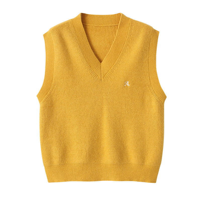 Kvinders strikkede sweater med V-hals og fine ribstrukturer Stilla