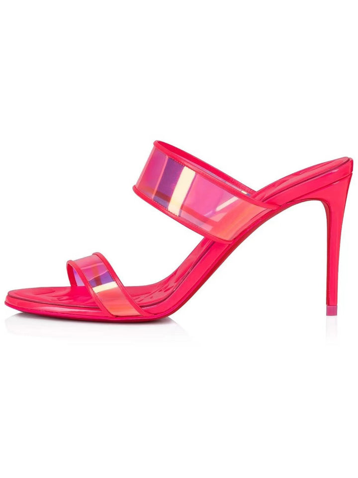 Dame Strappy Højhælede Slide Sandaler med gennemsigtige Remme Stilla
