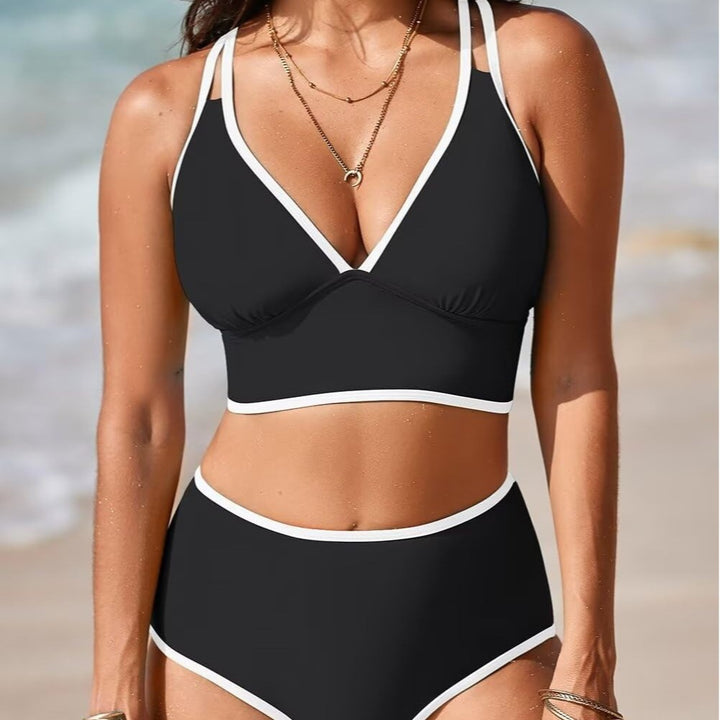 Dame bikini-sæt med elegant højt skåret trusse og justerbare stropper Skovae