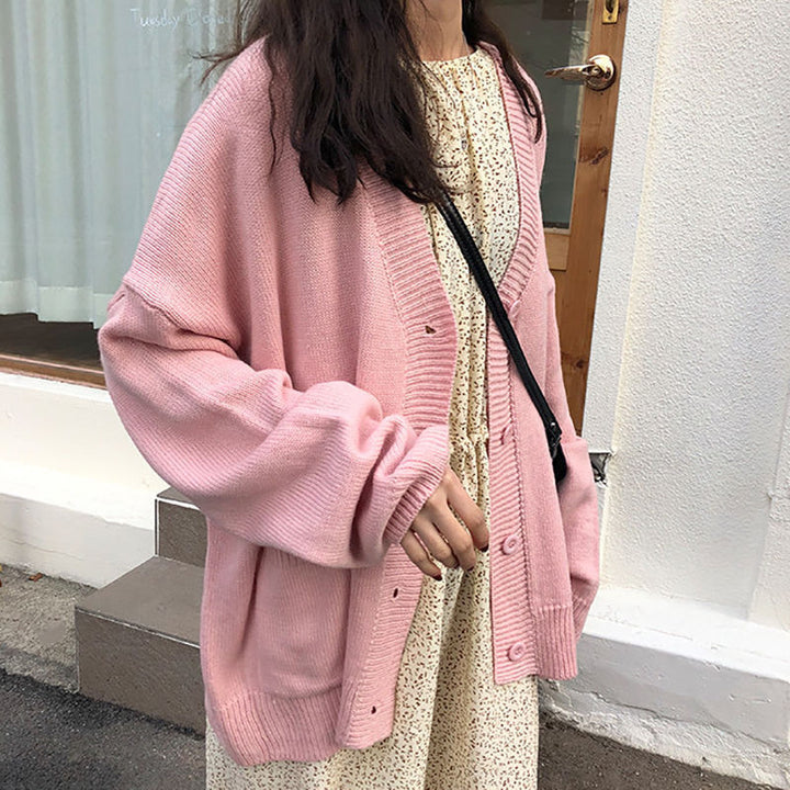 Femme Cozy Åben Foran Strikjakke Stilla