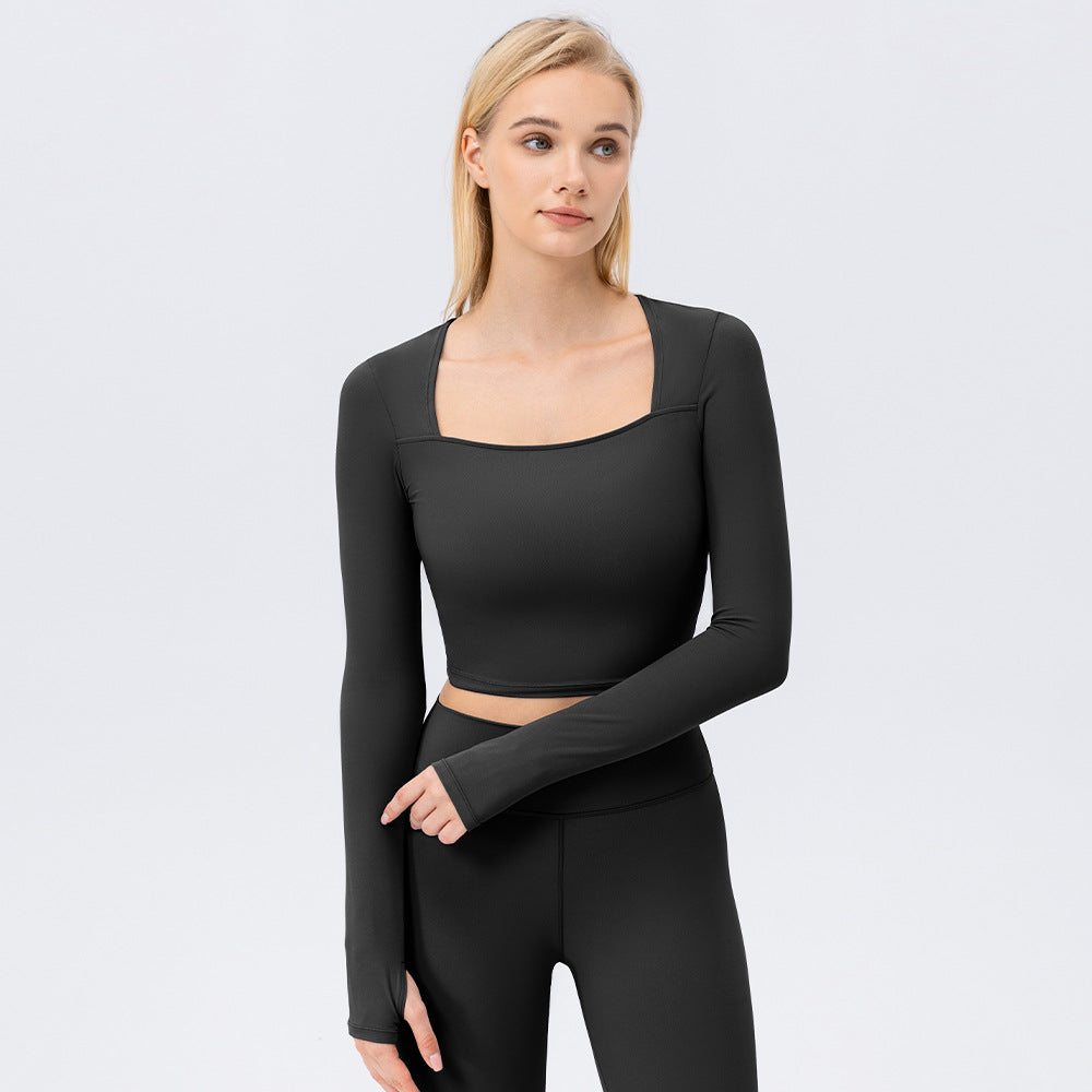 Damer Sporty Langærmet Crop-Top i åndbart materiale med figursyet snit Stilla