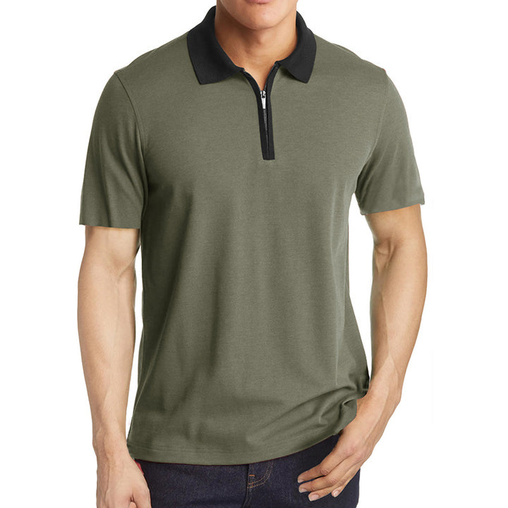 Herrer Kortærmet Poloshirt med Lynlås og Kontrastkrave Stilla
