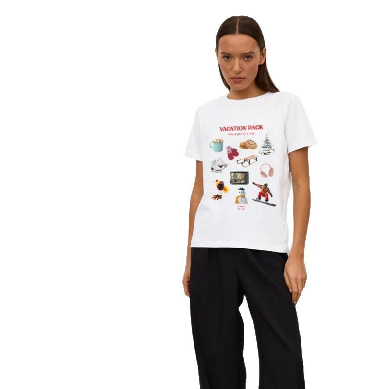 Dame T-shirt med kreativt vinter sport collage design Stilla
