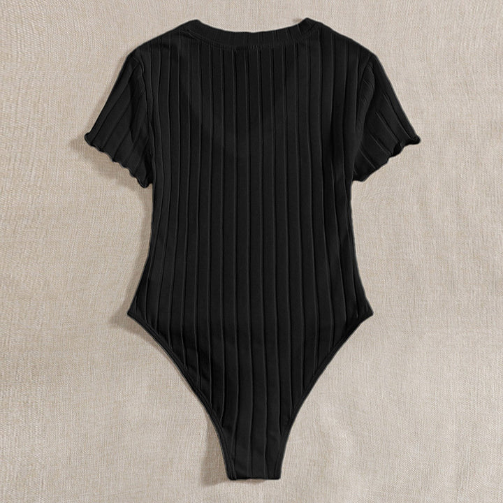 Dame bodysuit med V-udskæring og ribstrik Stilla