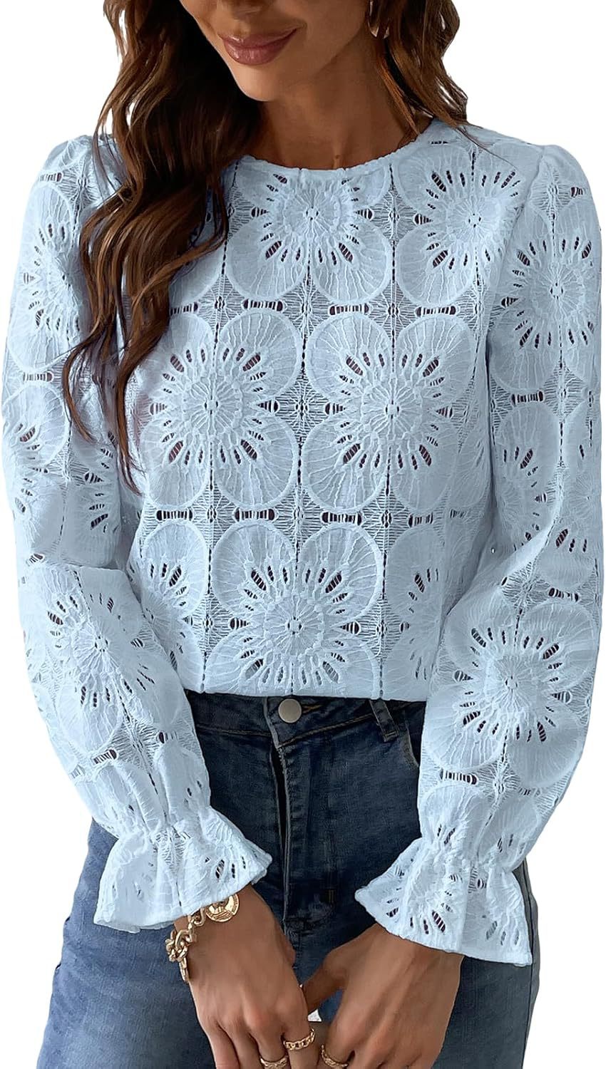 Damebluse med floral spids Stilla