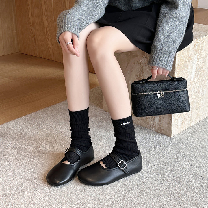 Femme Elegant Mary Jane Ballerinas med justerbar rem Stilla