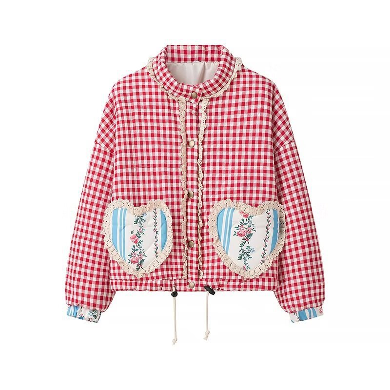 Femme quilted check jacket with heart pockets Stilla