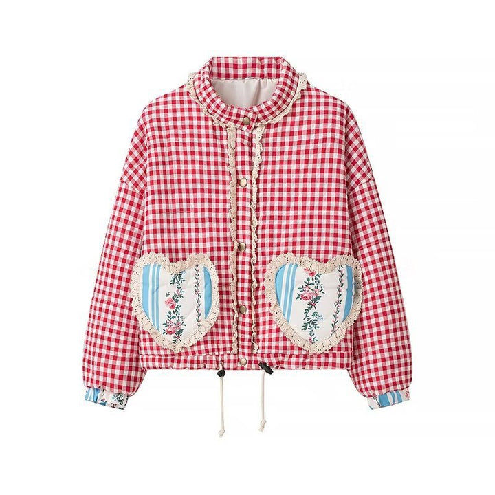 Femme quilted check jacket with heart pockets Stilla