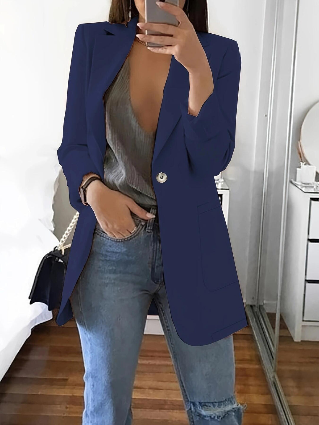 Dame moderne Oversize-blazer med elegant snit og praktiske lommer Stilla