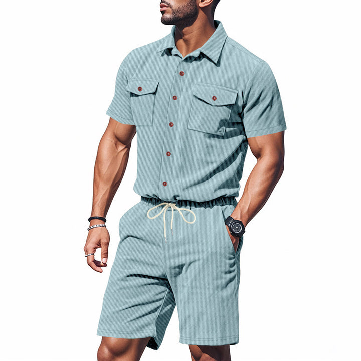 Herrer shorts-jakkesæt med struktureret design og praktische lommer Stilla