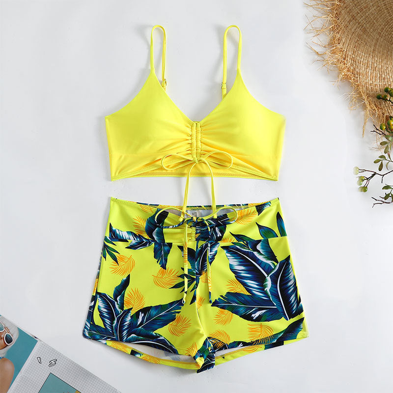 Dame Sporty Bikini Sæt med Blomsterprint og Justerbare Stropper Skovae
