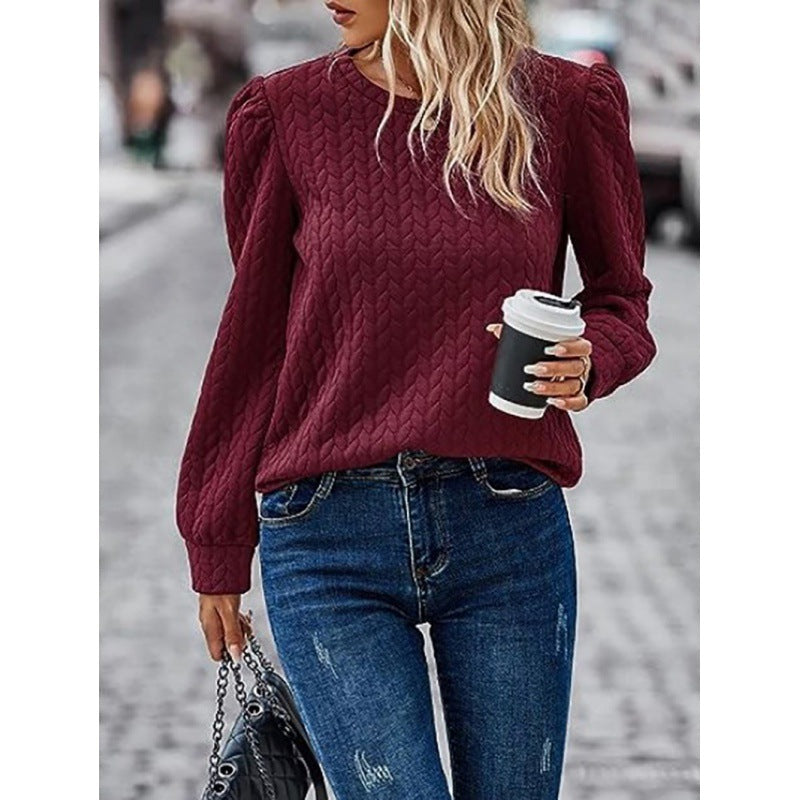 Dame sweater med blødt tekstureret design og puffærmer Stilla