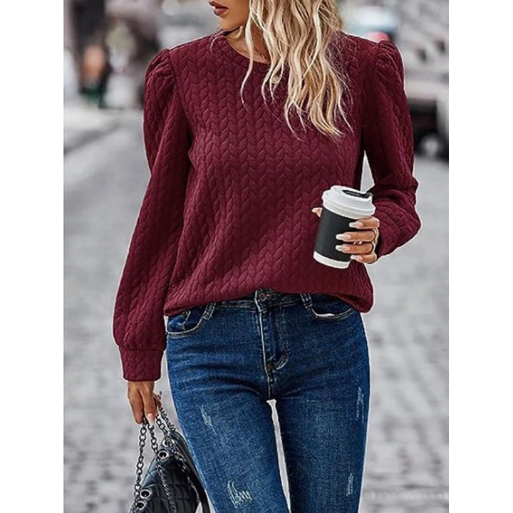 Dame sweater med blødt tekstureret design og puffærmer Stilla
