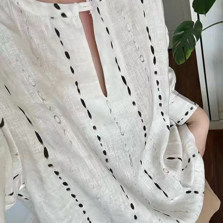 Femme Relaxed Fit Placket Detalje Skjorte Stilla