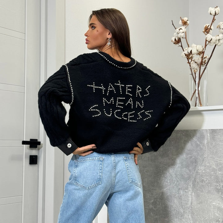 Damer Mode Strik Sweater med Statement Print Stilla