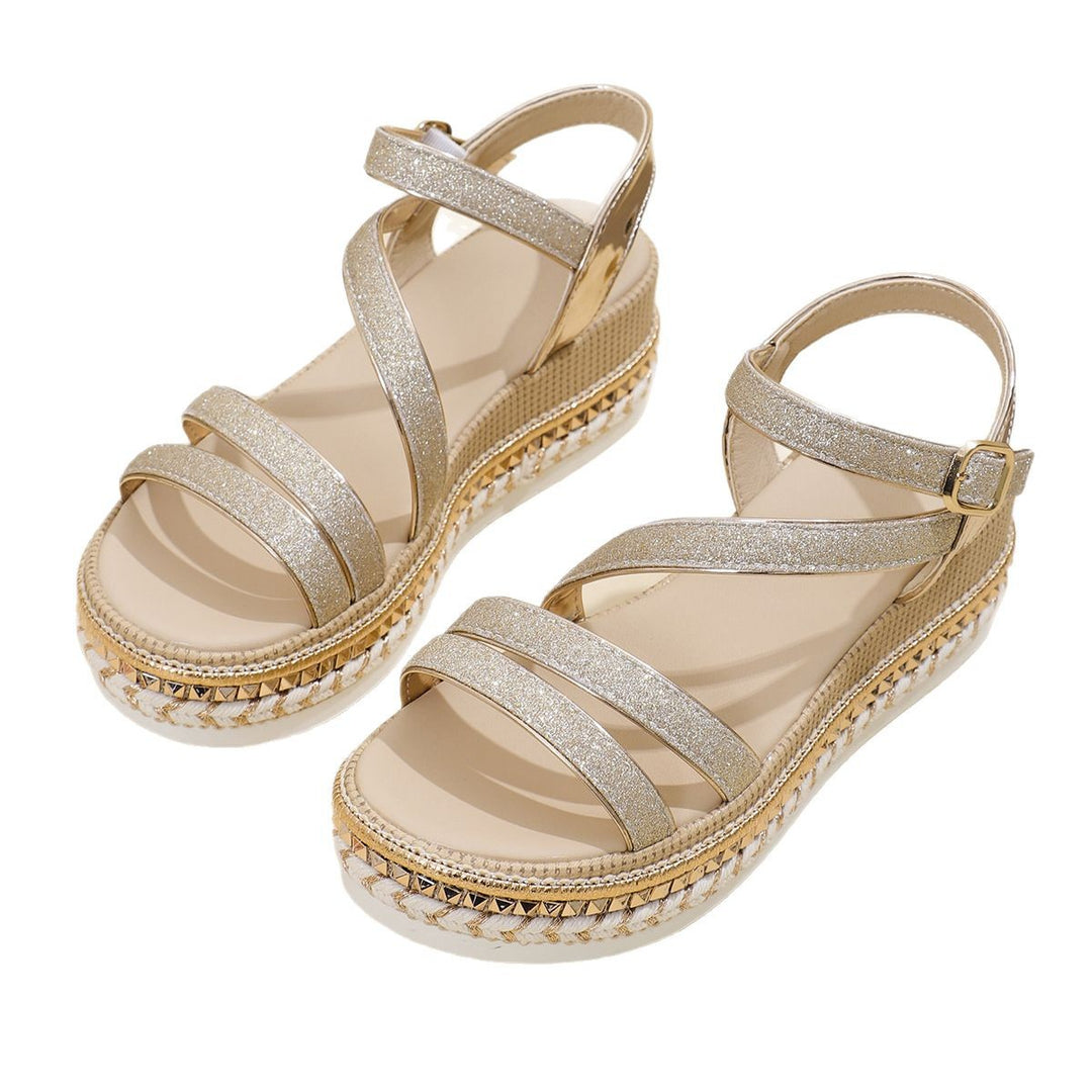 Kvinder Glamourøse Wedge-Sandaler med funklende stropper og komfortabel plateau-sål Stilla