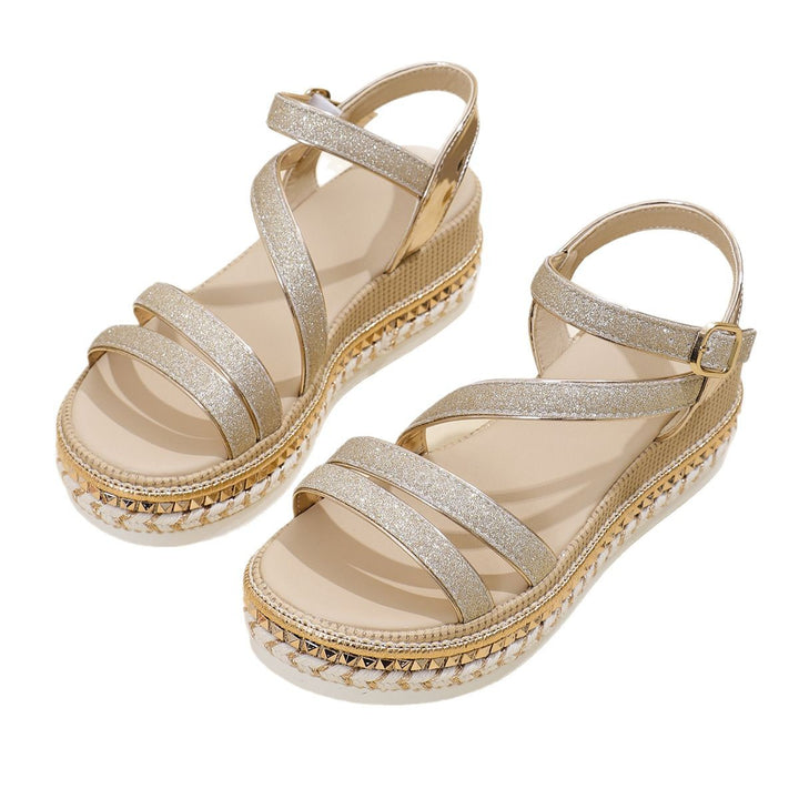 Kvinder Glamourøse Wedge-Sandaler med funklende stropper og komfortabel plateau-sål Stilla
