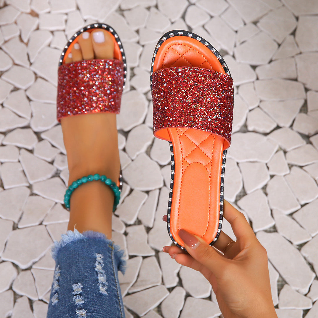 Dame Glitrende Slip-On Sandaler med komfortabel sål og trendy design Stilla