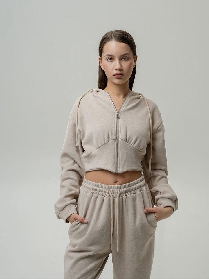 Stilla | Ensfarvet Snørebånd Bukser Hoodie Sæt